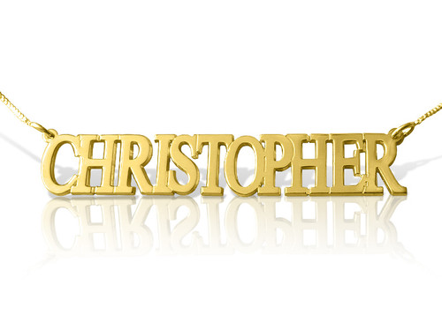 Yellow Gold Plated Name Necklace All Uppercase