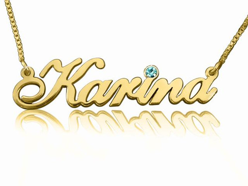 Karina Gold Plated Name Necklace with Swarovski Element