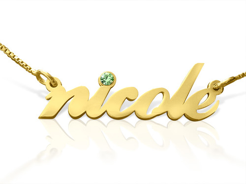All Lowercase Gold Plated Name Necklace with Swarovski Element