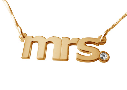 Mrs. Verdana Gold Plated Name Necklace with Swarovski Element