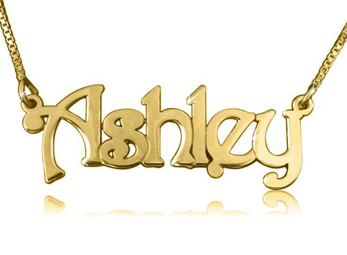 Ashley Swirly Print Gold Plated Name Necklace