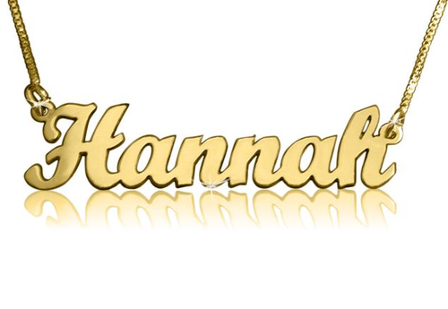 Hannah Perfect Pen Print Gold Plated Name Necklace