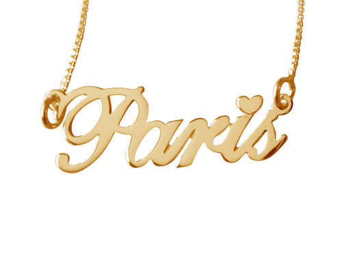 Paris Heart On Dot Name Necklace
