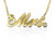 Mrs Cursive Name Necklace Yellow Gold