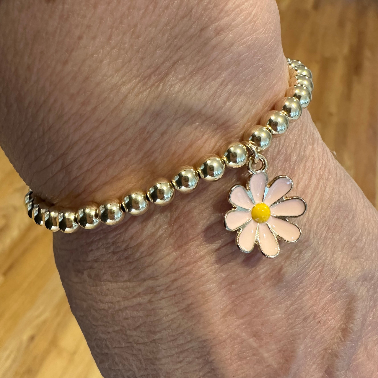 Pink Enamel Daisy Bracelet - iDazz Custom Designs
