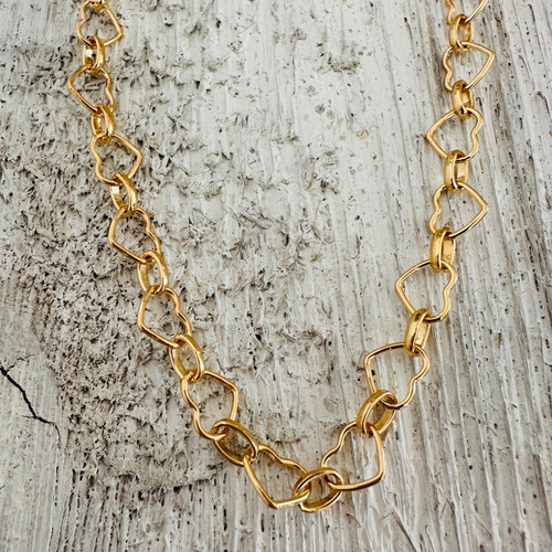 10K Gold Heart Link Chain Necklace 17