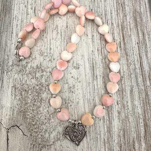 Pink Conch Heart - Sterling