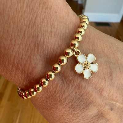 [VINTAGE HOLLYWOOD] 14K Gold☆Daisy Bracelet 14k Real Gold Daisy Bracelet, Gold Chain Bracelet, Gold