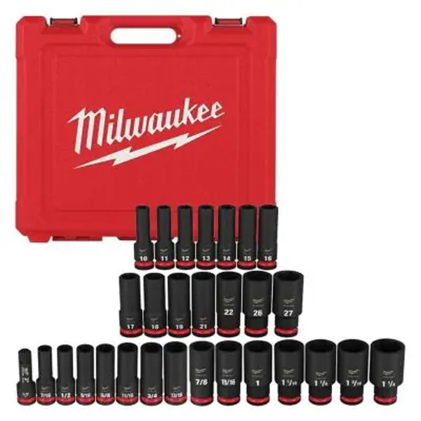 MILWAUKEE 29PC IMP DUTY 1/2DR SAE METRIC DP 6-PT SOCKET SET