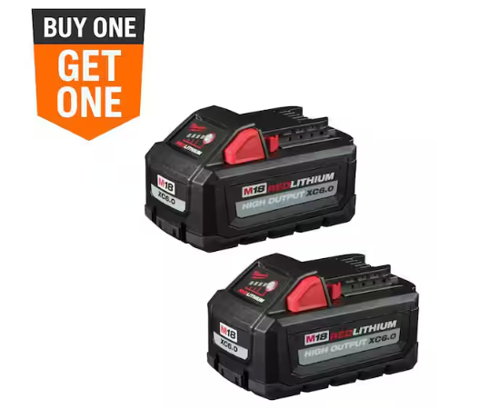 M18 18-Volt Lithium-Ion High Output 6.0Ah Battery Pack (2-Pack)