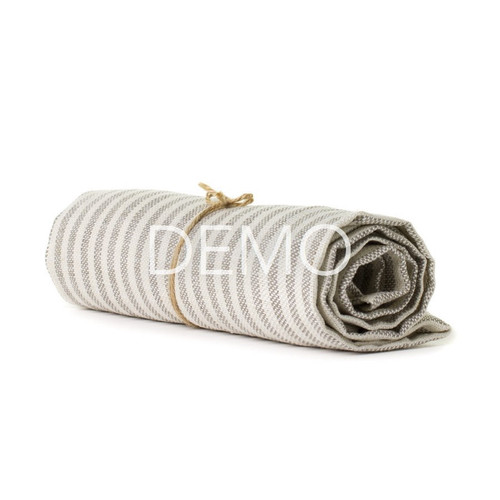 [Muestra] Toalla de cambray de Fog Linen, beige a rayas