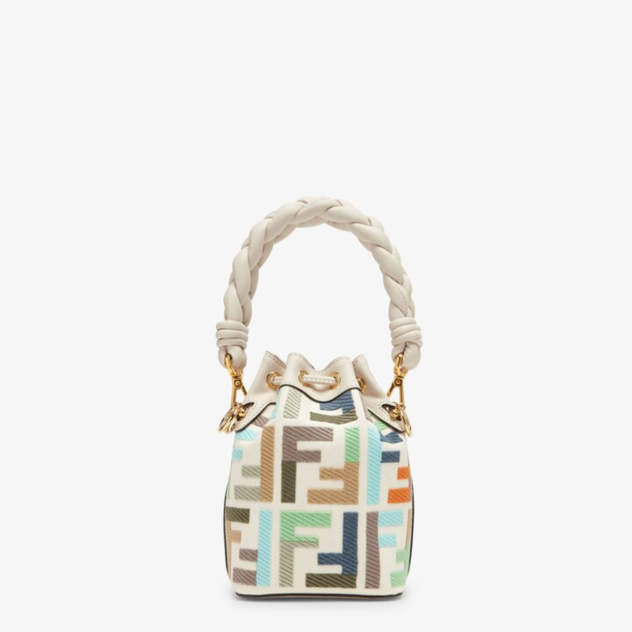 Fendi White Mon Tresor Canvas FF Mini Bag