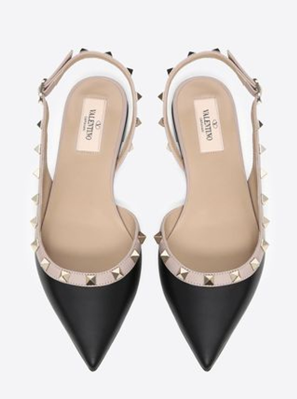 VALENTINO Rockstud Ballerina Shoes - Nero/poudre