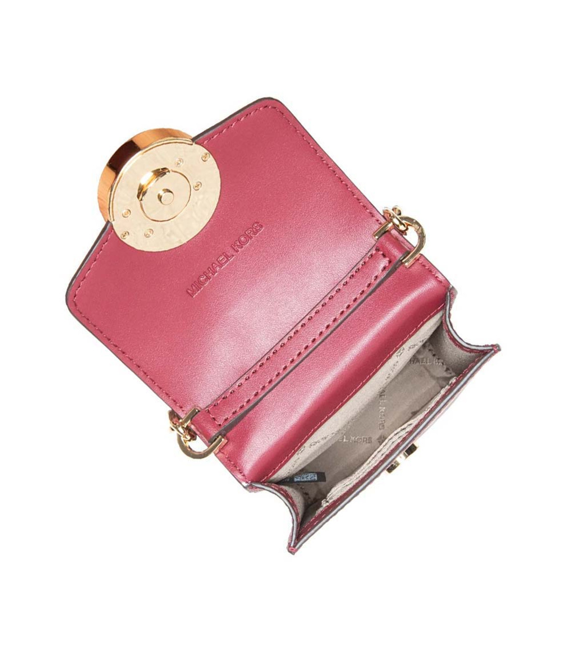 Michael Kors Burgundy Leather Small Carmen Phone Crossbody Bag Michael Kors