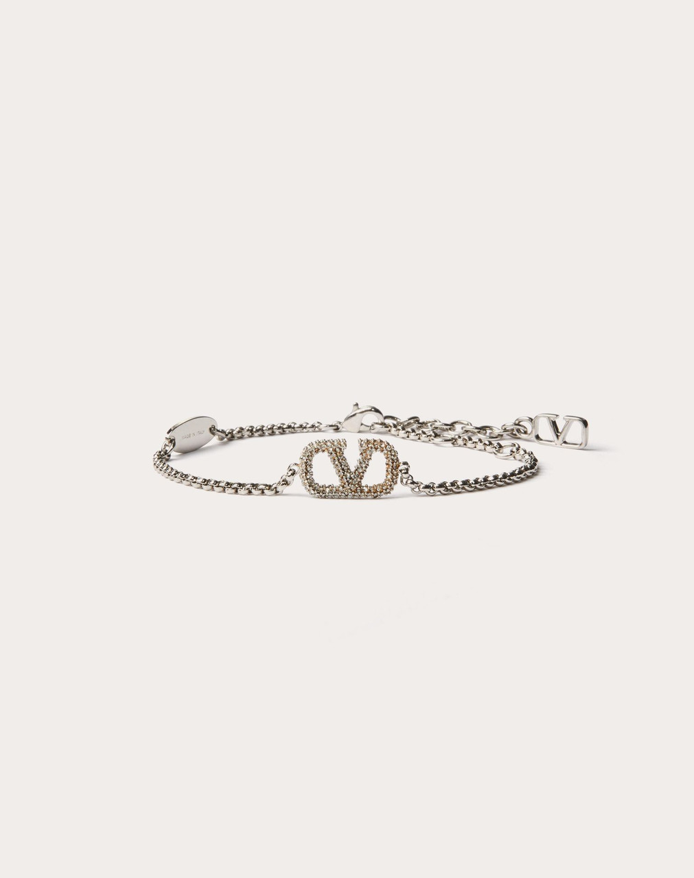 VALENTINO Signature Vlogo Bracelet In Metal And Swarovski Crystals