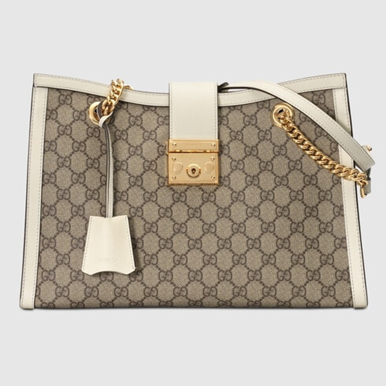 Padlock GG Supreme Shoulder Bag in Beige - Gucci