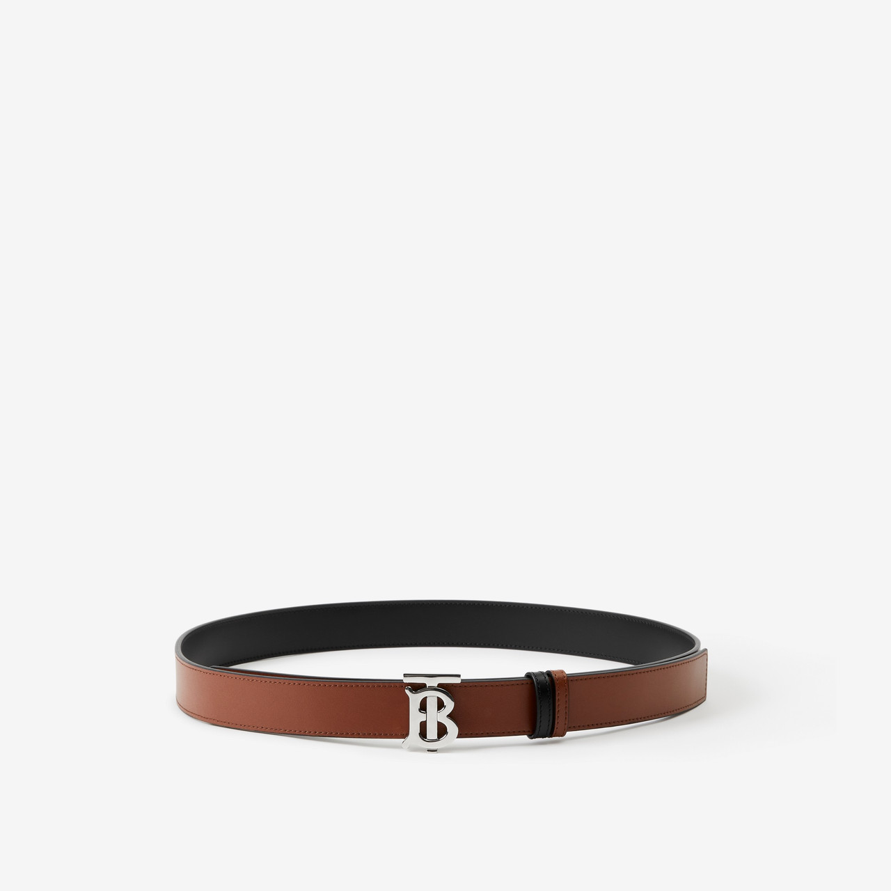 Burberry Reversible Monogram Motif Leather Belt, Black