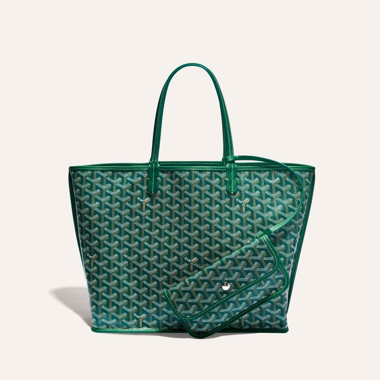 Goyard Green And White Goyardine Canvas And Chevroches Calfskin St