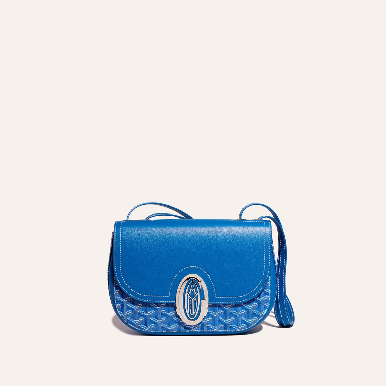 Goyard Royal Sky Blue 233 Flap Bag Crossbody with Metal Logo 27gy721s