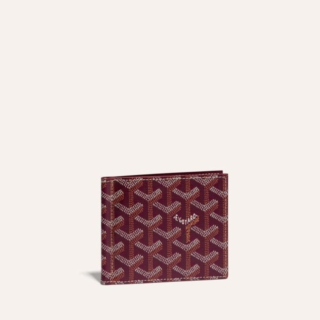 Like New Goyard Saint-Pierre Compact Card Wallet in Burgundy -  Canvas/Leather