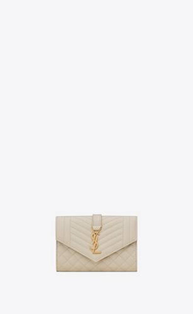 Saint Laurent Black Cassandre Matelassé Flap Wallet Grain De