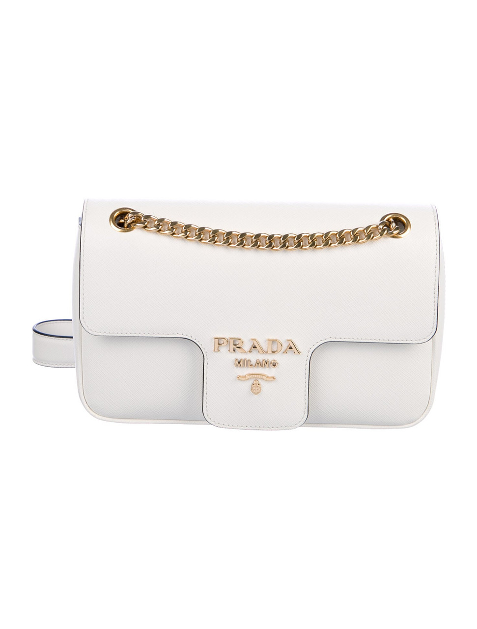 Saffiano Pattina Crossbody Bag White GHW