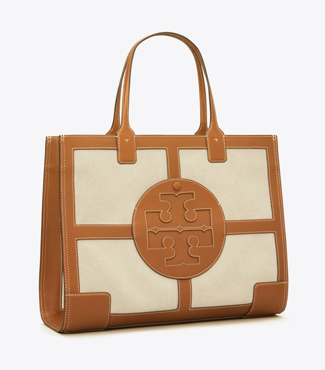 Tory Burch T Monogram Coated Canvas Tote in Brown