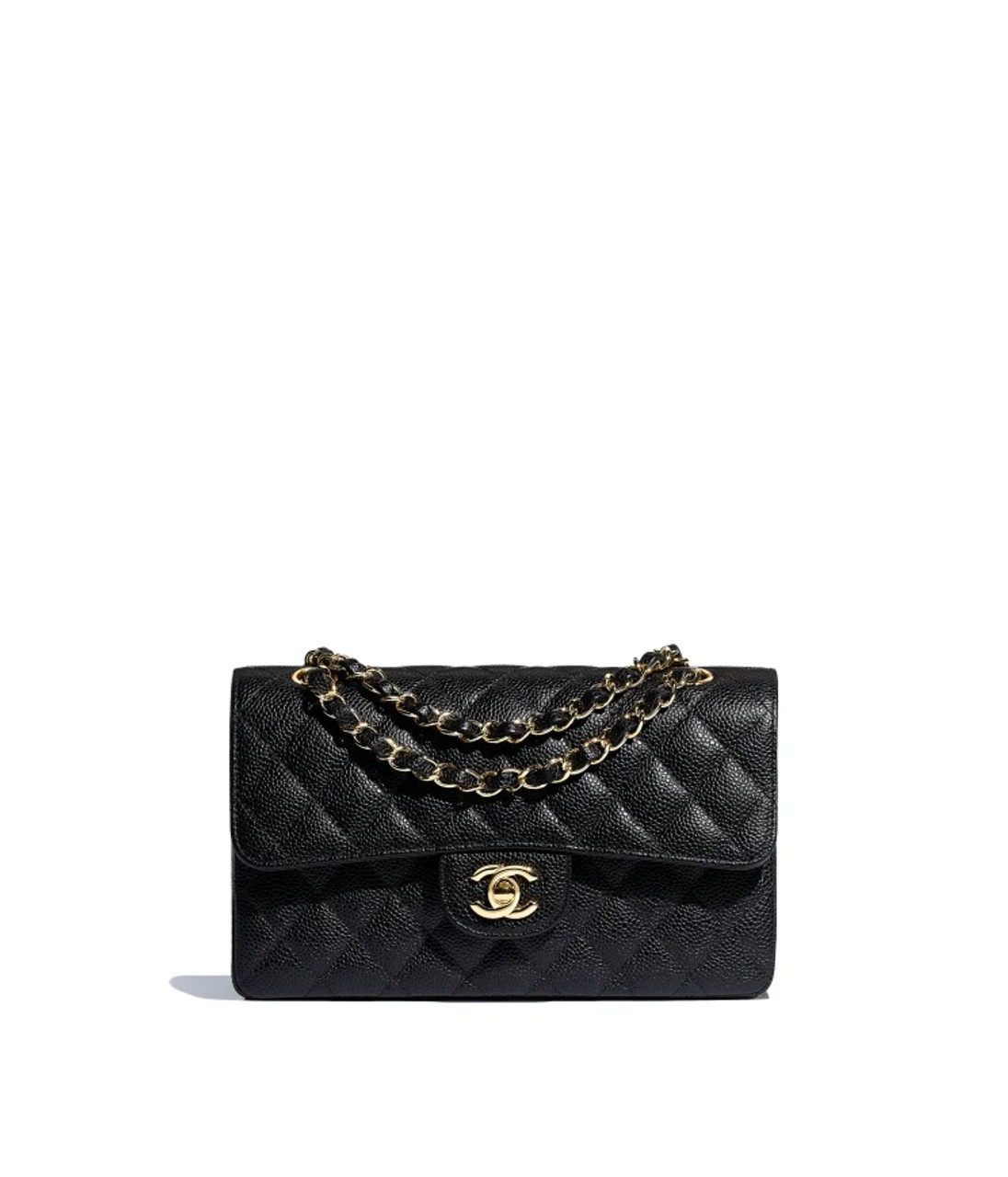 Lambskin Gold-Tone Metal Black Small Shopping Bag, CHANEL