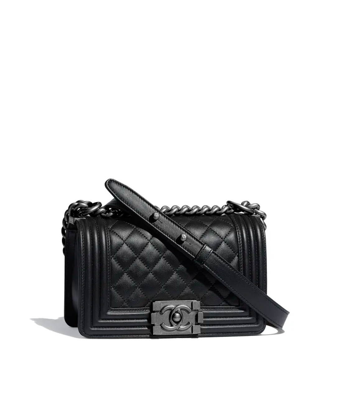 Chanel Chain Rows Flap Bag Quilted Lambskin Small Black | eBay