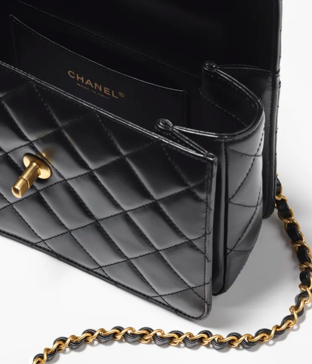 chanel flap bag with top handle leather