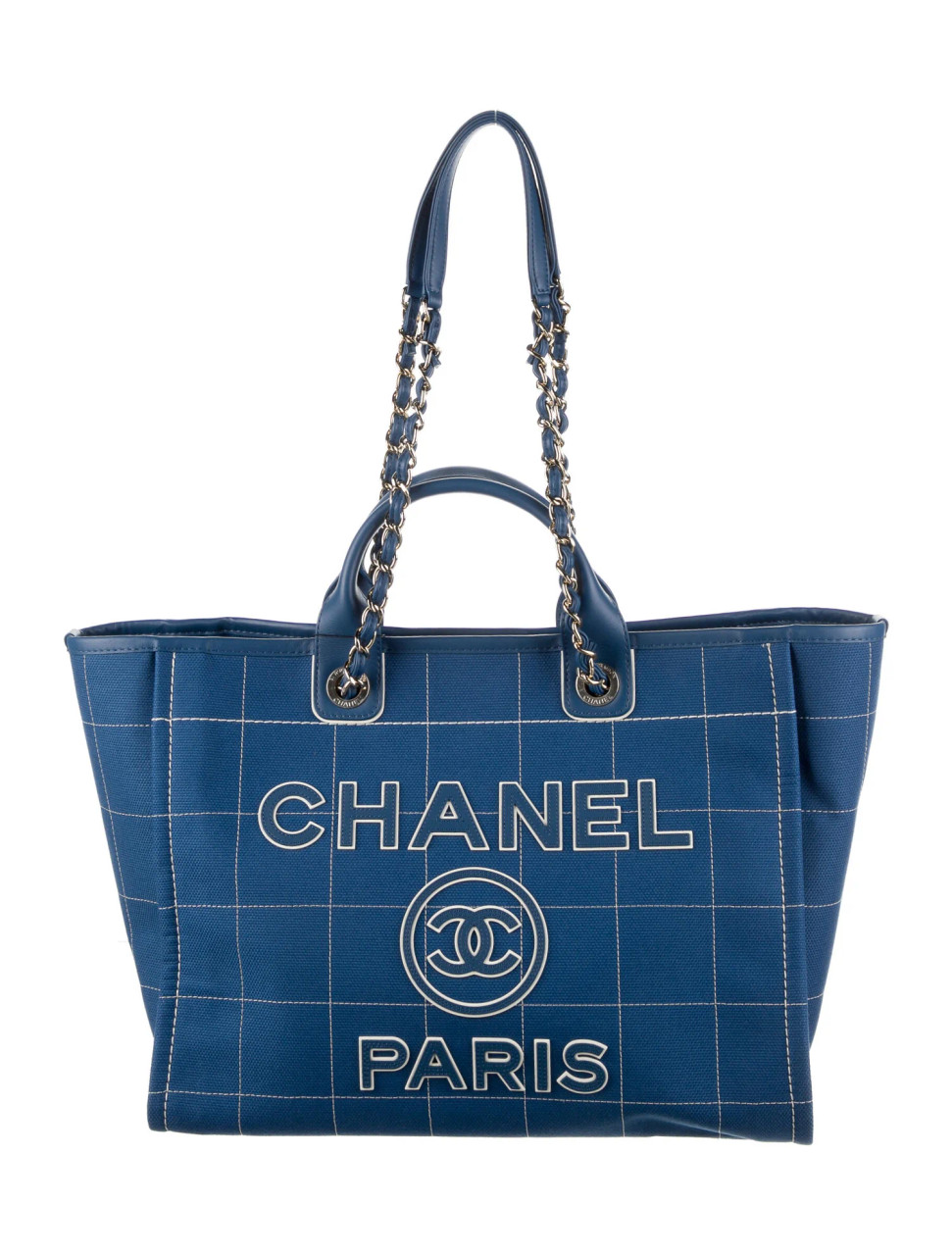 Chanel Deauville Canvas & Leather Chain Bag 2-way Black Gold