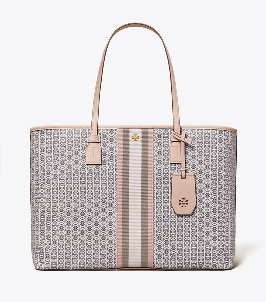 Tory Burch T Monogram Coated Gemini link top-zip tote