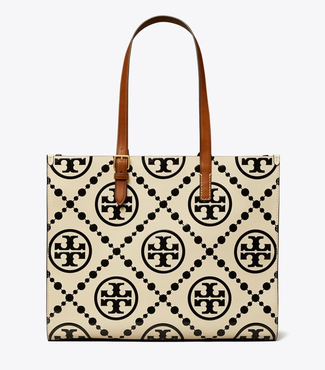 Tory Burch, Bags, Tory Burch Gray And Black Canvas Monogram Shoulder Tote  Bag