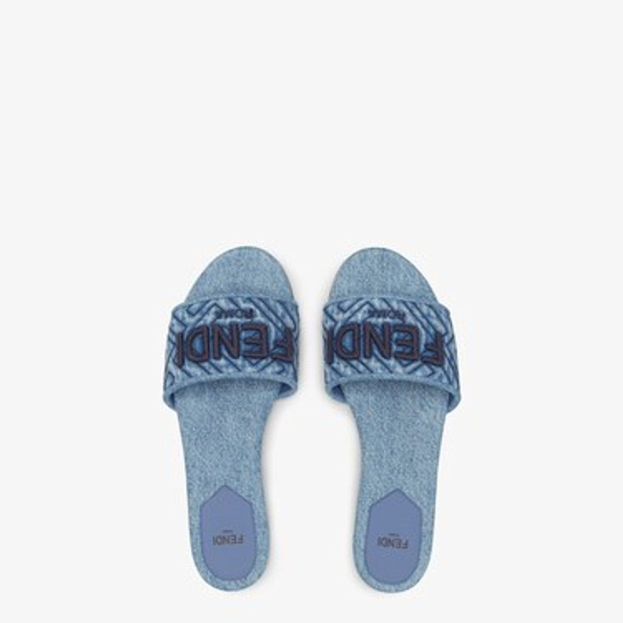FENDI Signature Blue Denim Slides