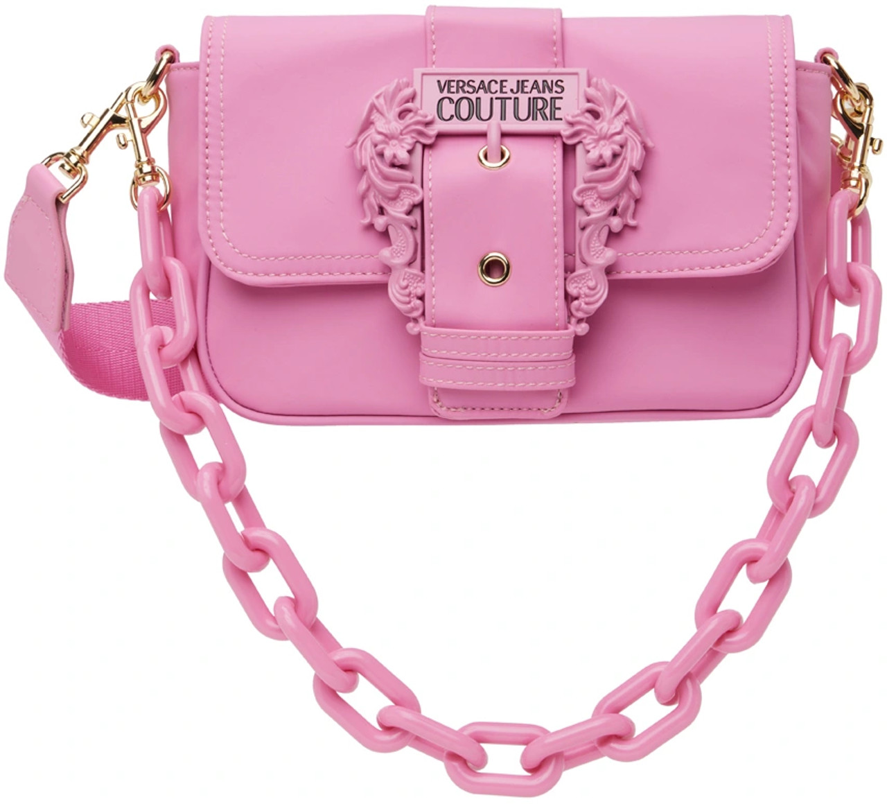 VERSACE JEANS COUTURE Pink Baroque Buckle Bag