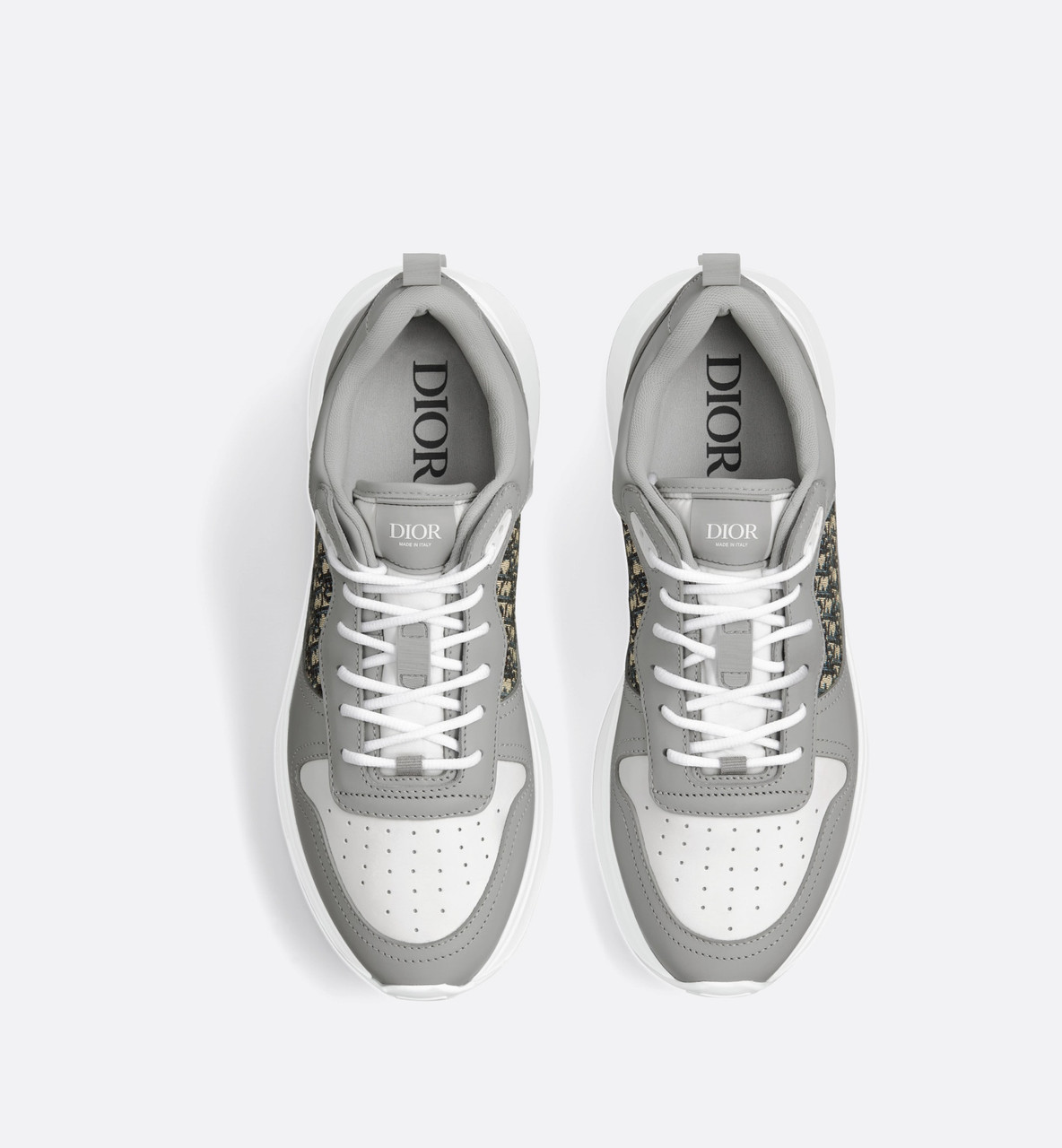 B33 Sneaker Gray and White Dior Oblique Jacquard and Blue Suede