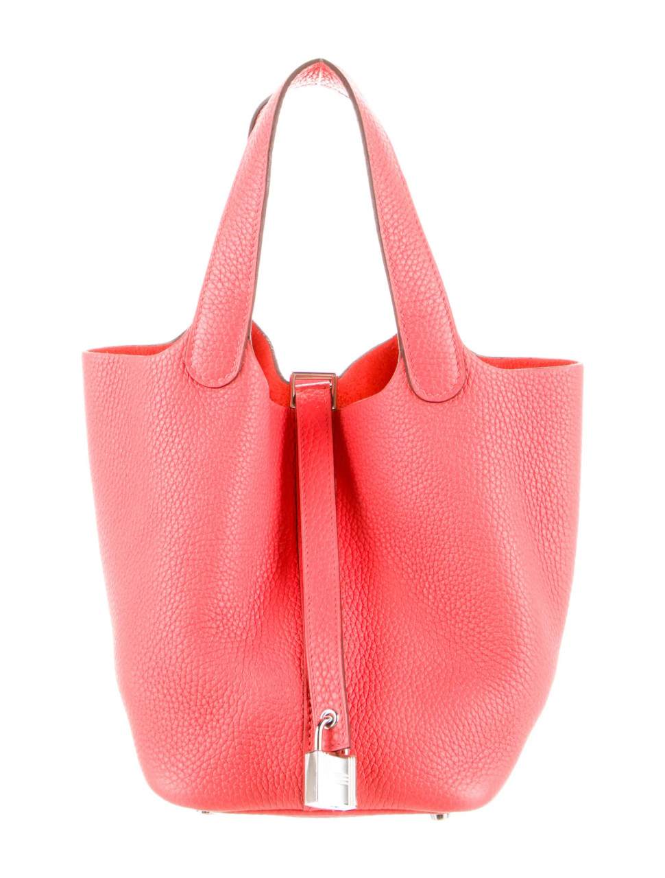Hermes Picotin Lock Bag Clemence Leather Palladium Hardware In White/Pink