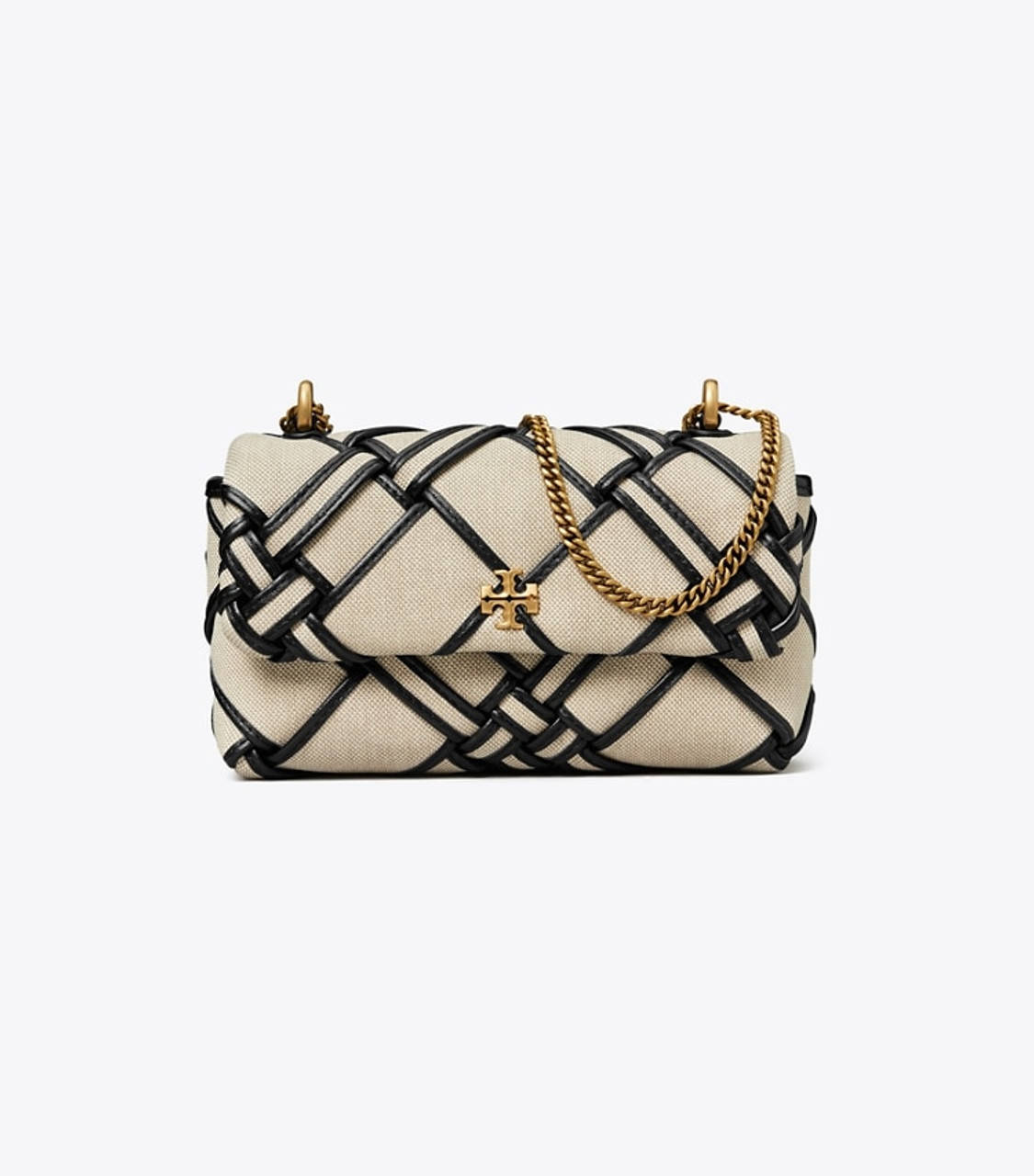 関税送料込★トリーバーチ★Kira Woven Canvas Mini Flap Bag Tory Burch Women's Kira Woven Canvas Mini Flap Bag, Natural