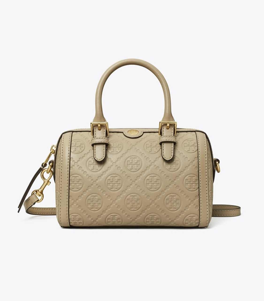 【Tory Burch】T Monogram Petite Barrel Bag 在庫わずか TORY BURCH Petite T Monogram Leather Barrel Bag