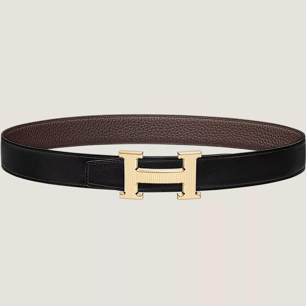 HERMES Striee belt buckle & Reversible belt black