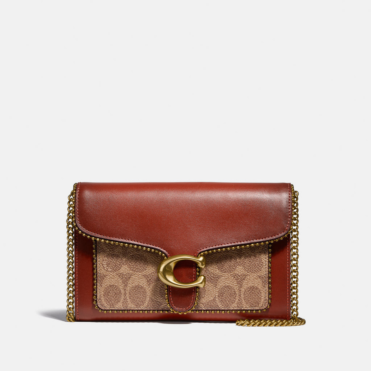 COACH Tabby Chain Clutch In Signature Canvas With Beadchain