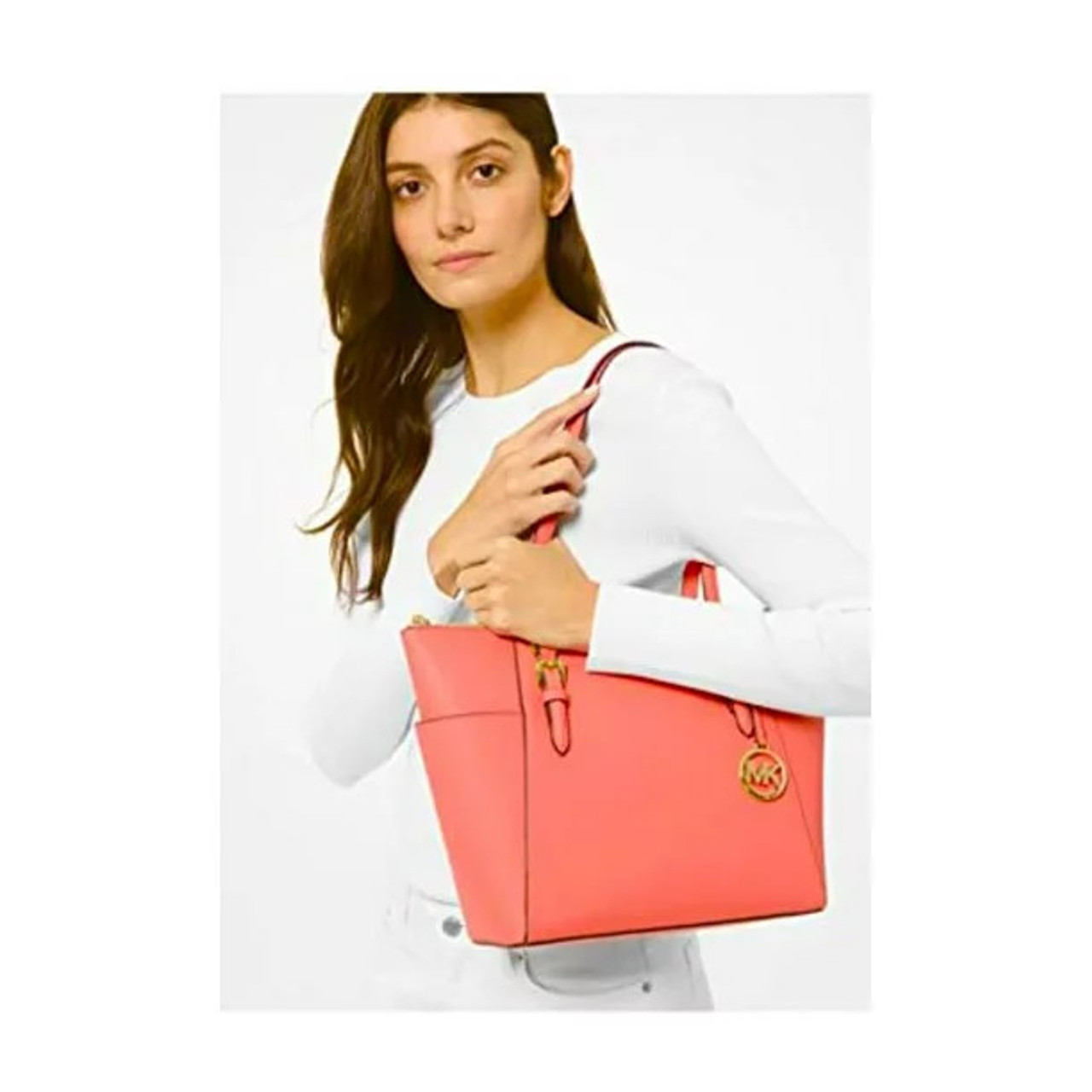 Charlotte Large Saffiano Leather Top Zip Tote Bag｜TikTok Search