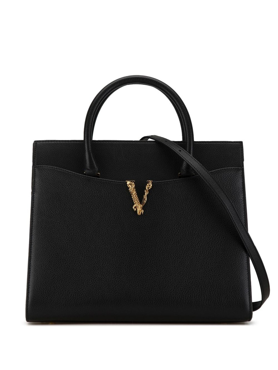 Versace Virtus ハンドバッグ VERSACE Grained Calfskin Large Virtus Top Handle Shoulder Bag