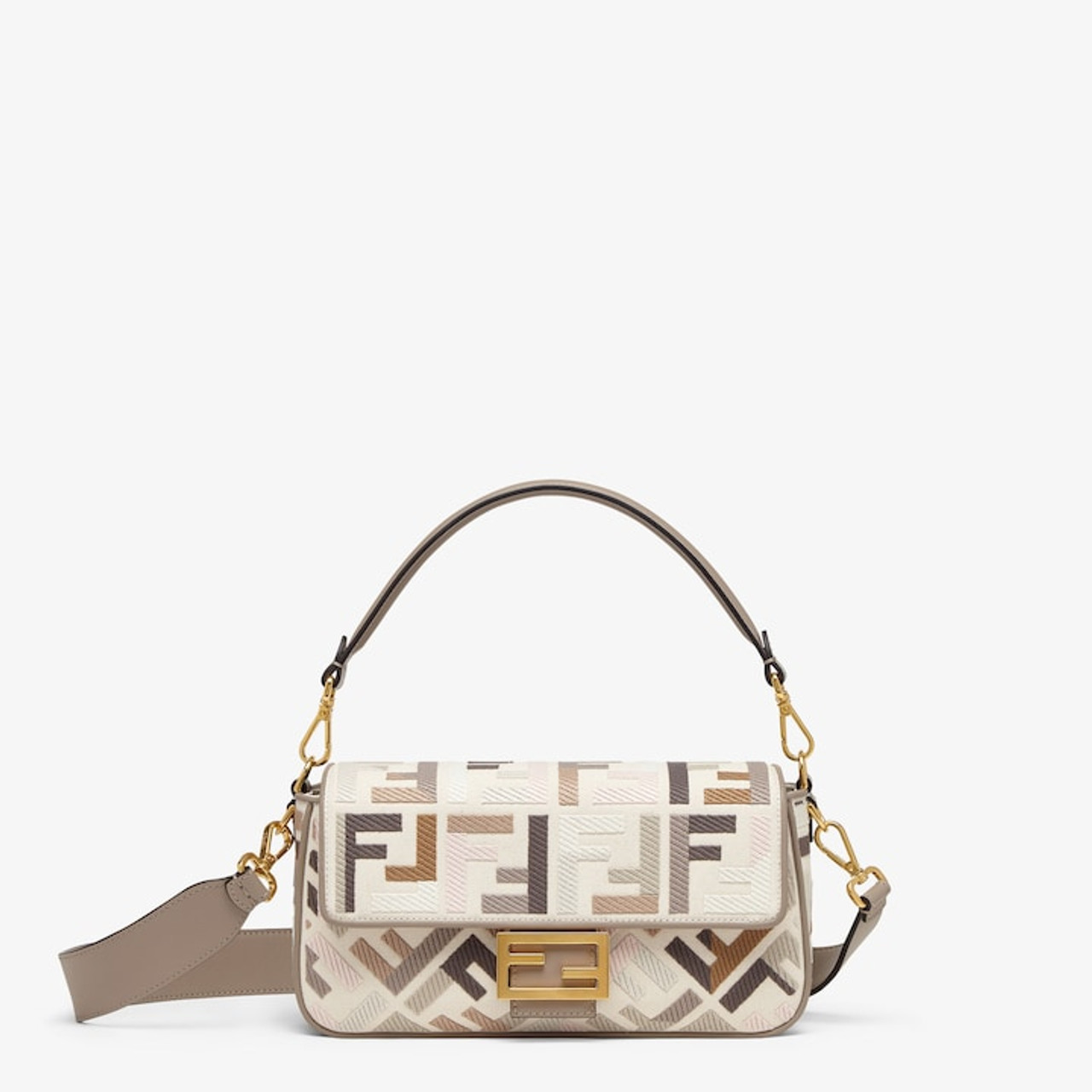 Fendi White Mon Tresor Canvas FF Mini Bag