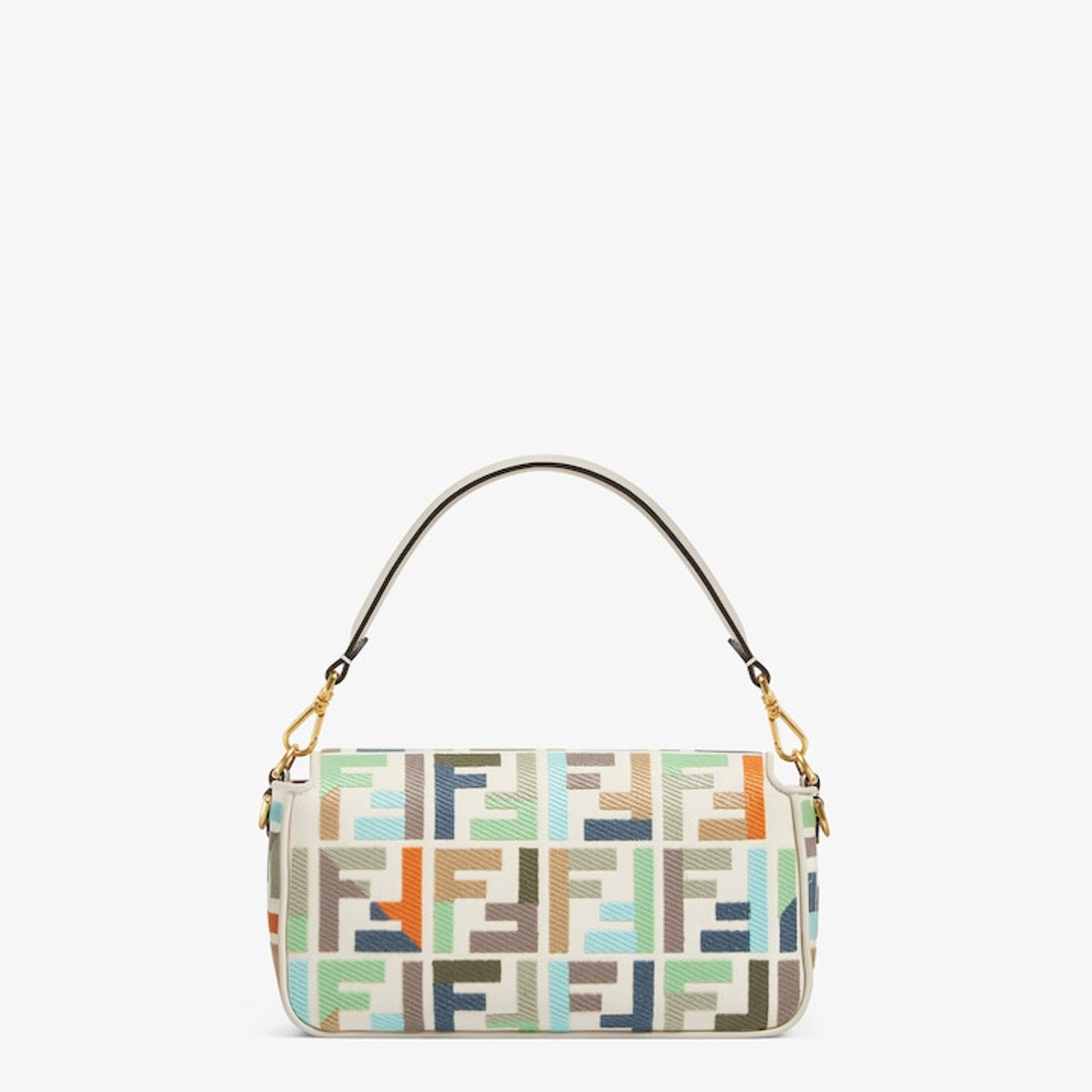 FENDI: Baguette bag in canvas with thread embroidered FF monogram -  Multicolor