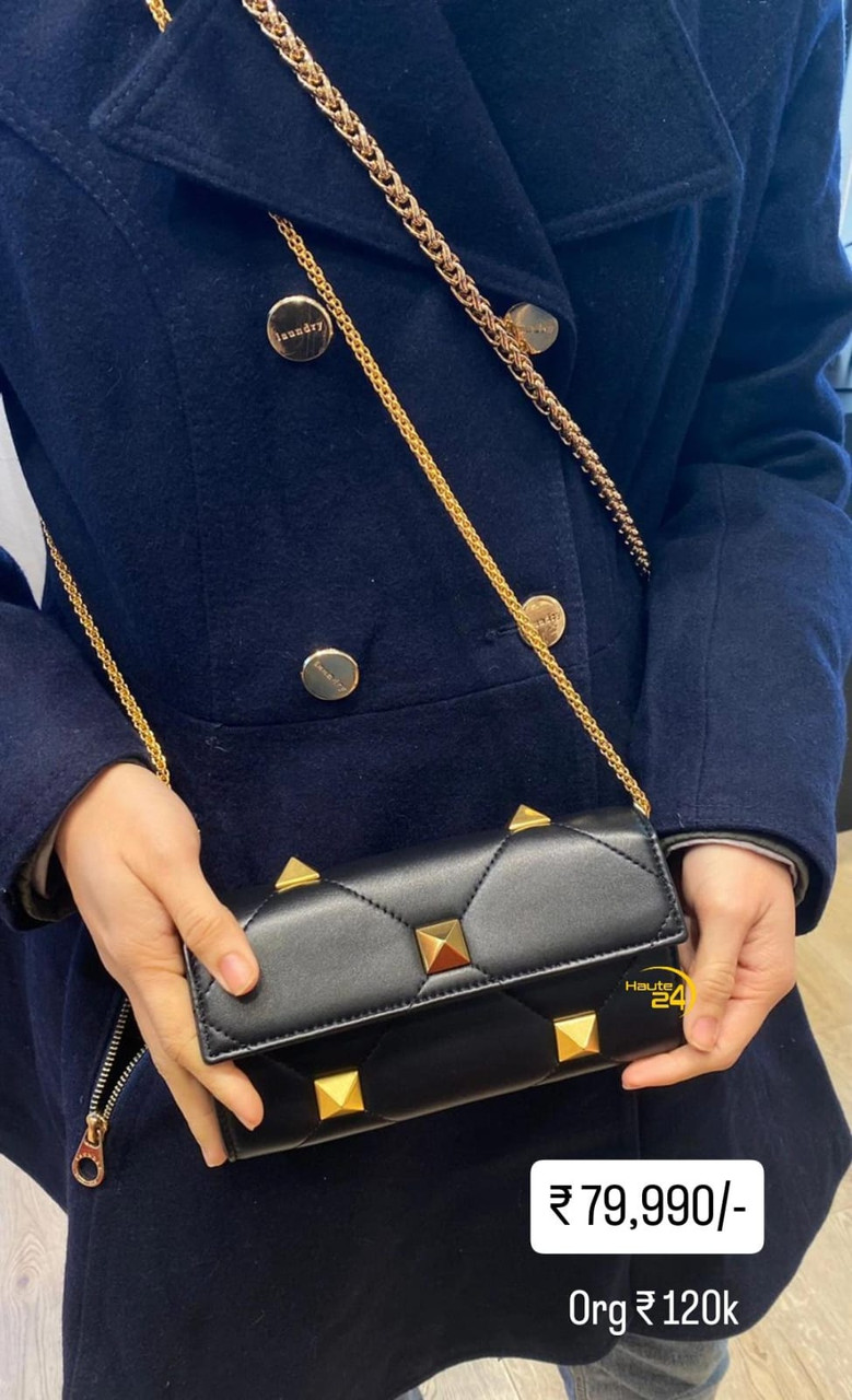 VALENTINO Roman Stud Wallet In Nappa Leather With Chain