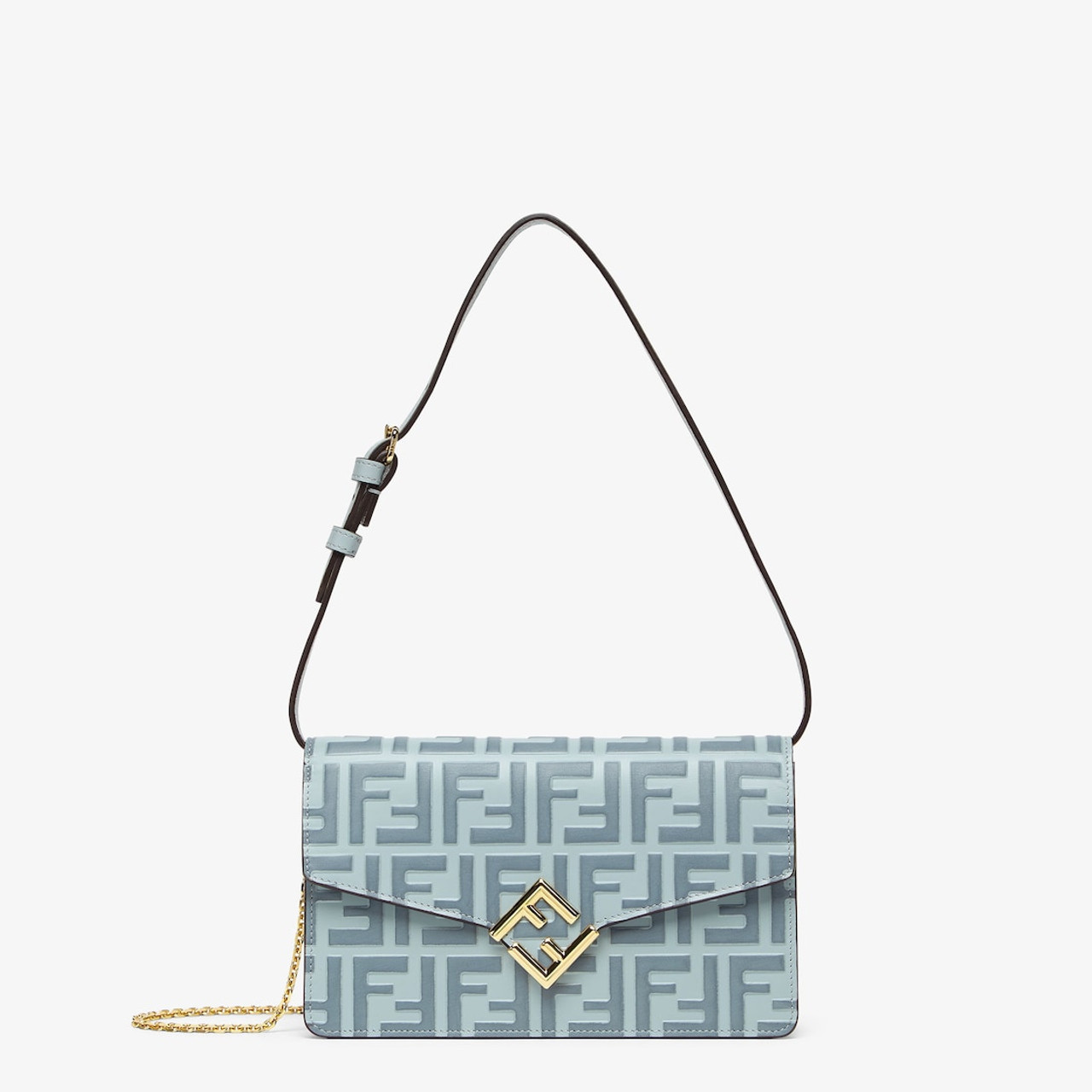 【FENDI】超特価セール★FF motif ウォレットオンチェーン FENDI Wallet On Chain FF Diamonds Light Blue