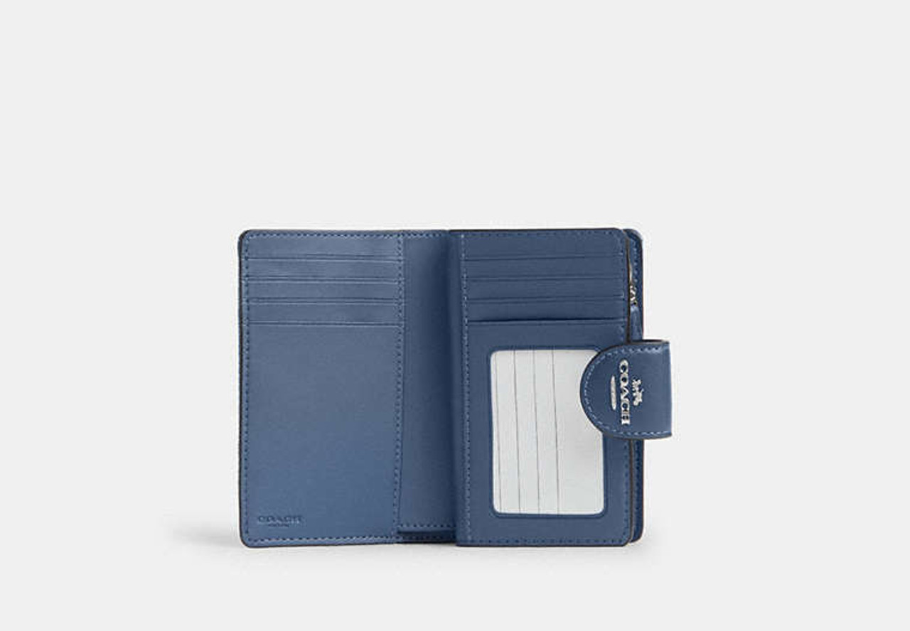 【COACH】Medium Corner Zip Wallet/Denim Coach Medium Corner Zip Wallet - Denim/Silver/Indigo