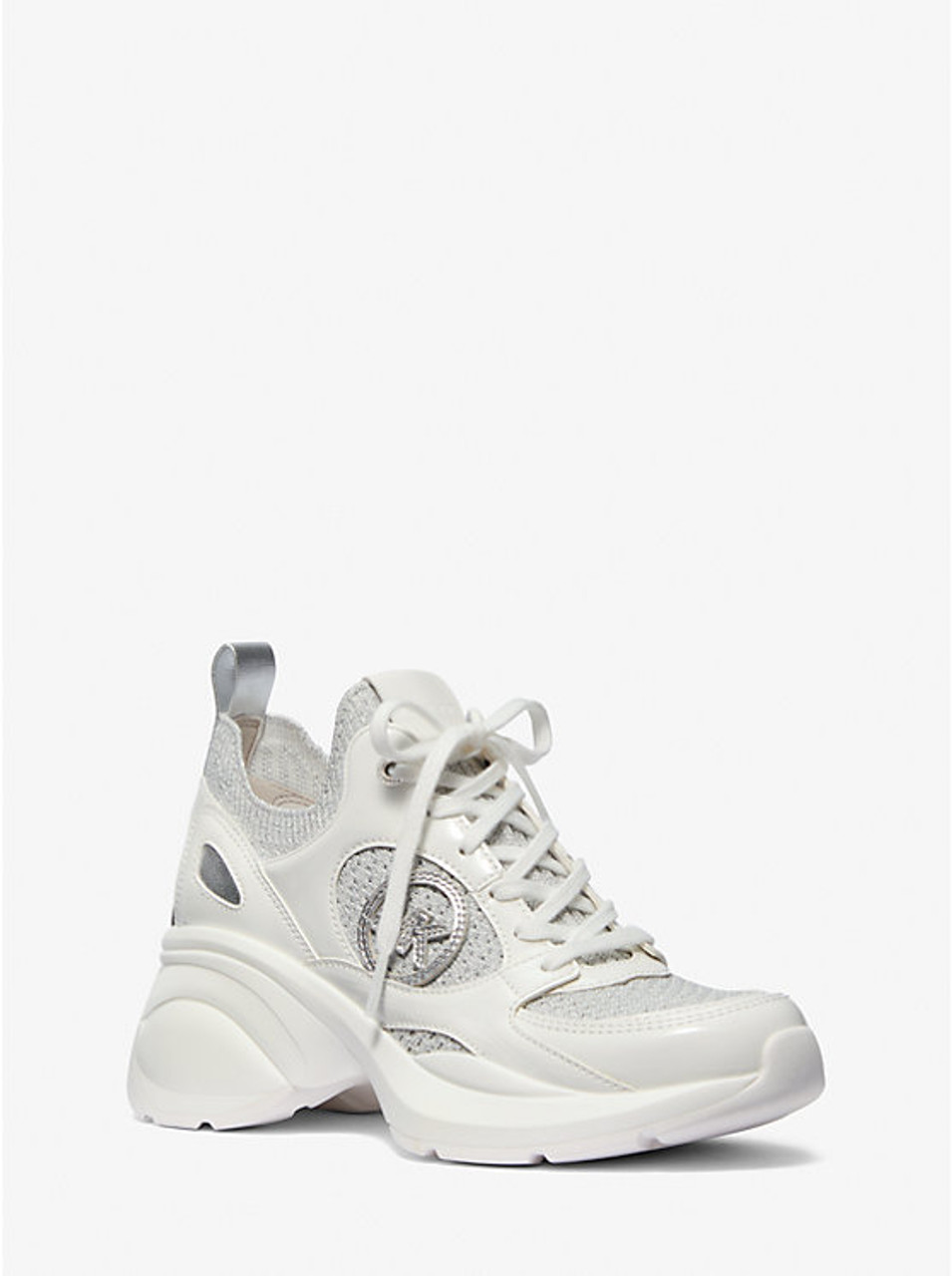 Michael Kors Zuma Metallic And Mesh Trainer - Silver