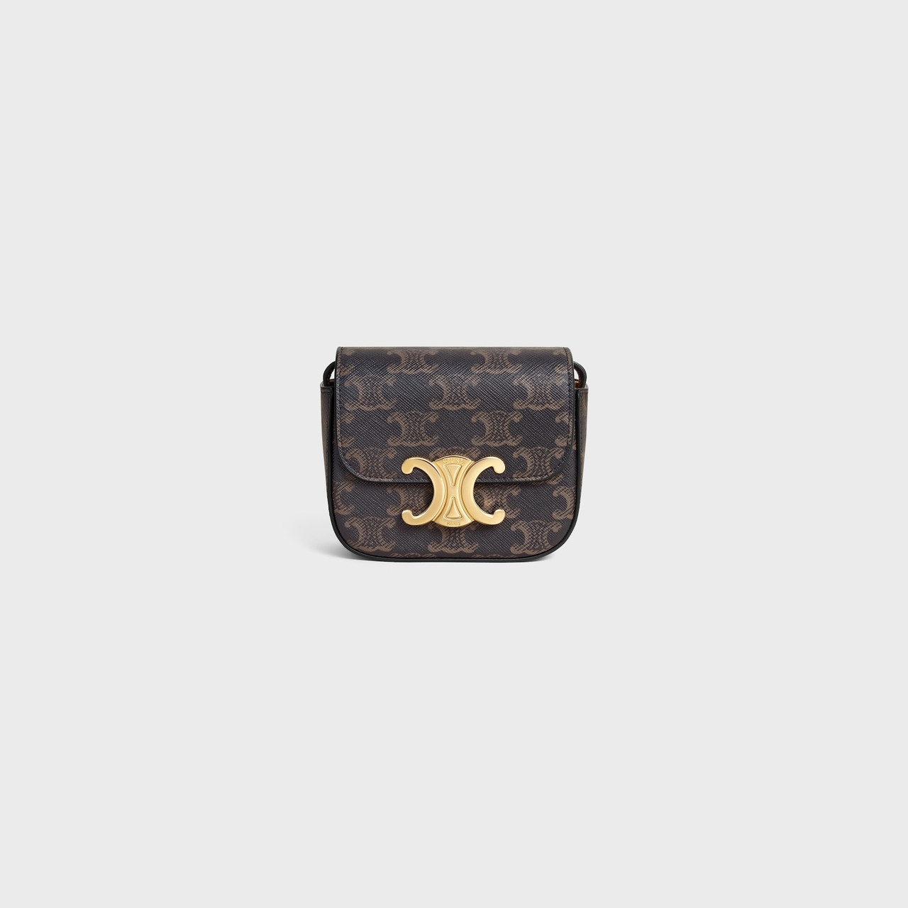 CELINE Triomphe Canvas and Calfskin Mini Claude Bag